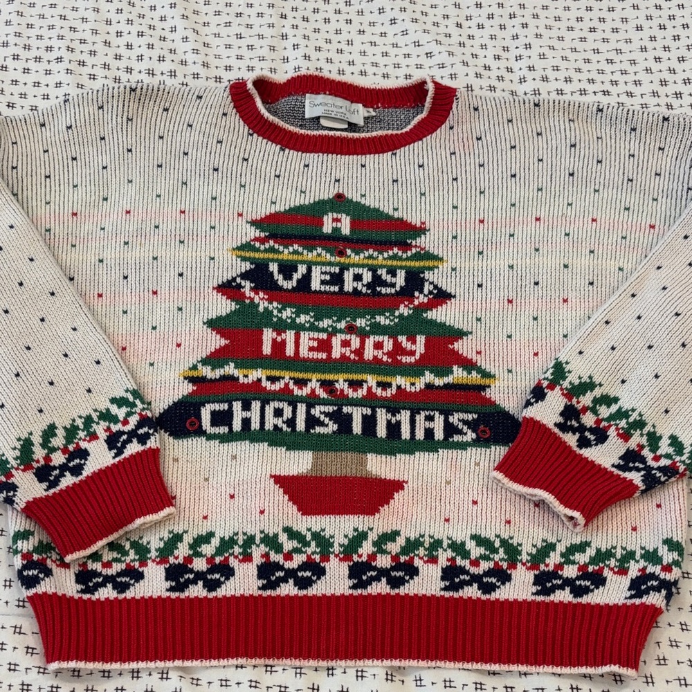 Festive Christmas Tree Sweater - Red and Green